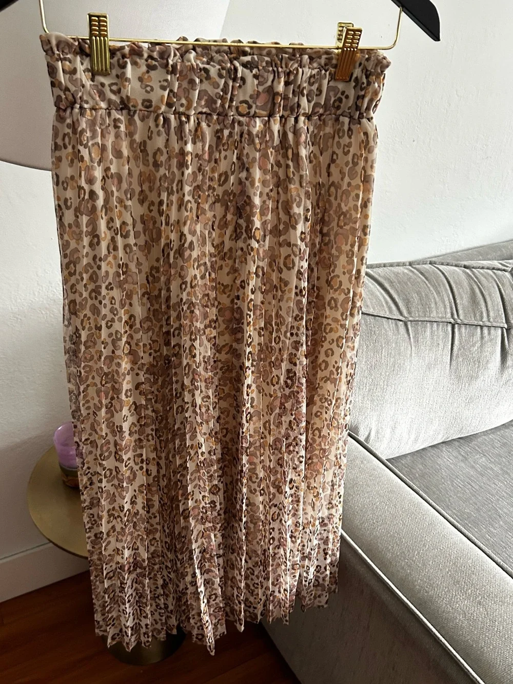 Truly 4 You Pleated Maxi Skirt  PS Leopard Mesh Elastic Waist Boho Grunge Goth